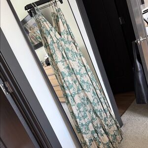 Floral Maxi Dress in Green and Cream